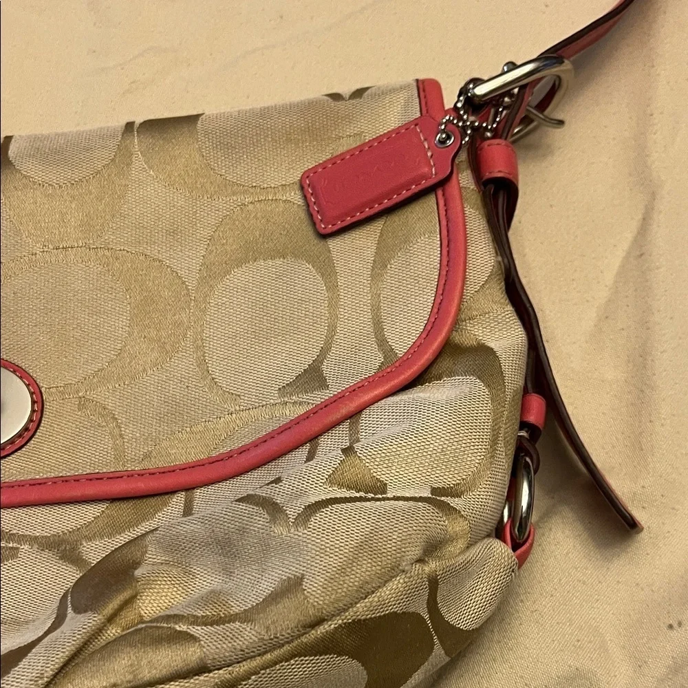 Coach Beige and Pink Crossbody Bag